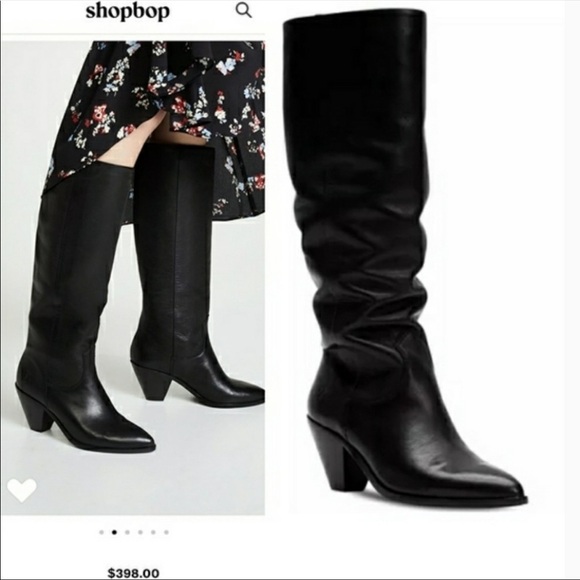 FRYE | LILA SLOUCH LEATHER PULL-ON POINTED BOOTS - Picture 1 of 16